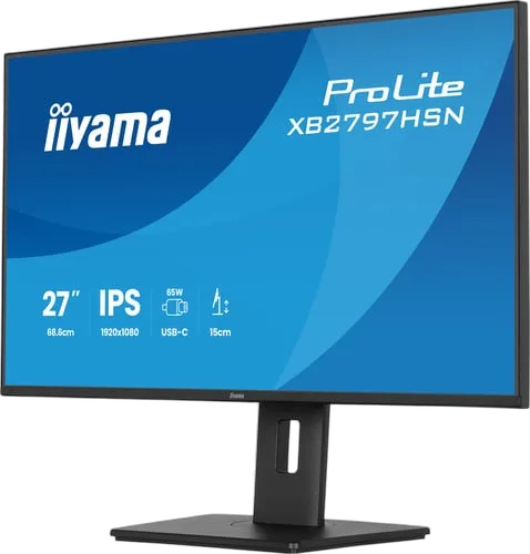 Iiyama Prolite XB2797HSN-B1 - 27" QHD 75Hz IPS 1ms Pivot USB-C 65W, vue 4