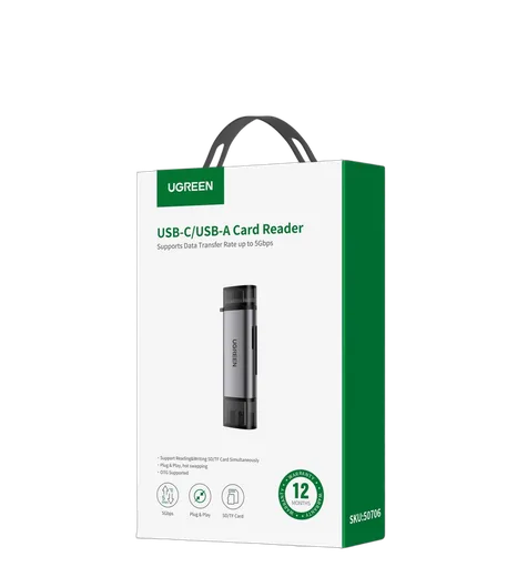 UGREEN USB-C + USB 3.0 - Lecteur SD et MicroSD - 512G - Gris, vue 2