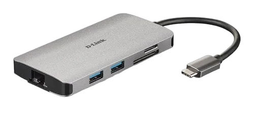 D-Link 8 Ports - USB-C vers HDMI/Eth/USB/USB-C/microSD/SD