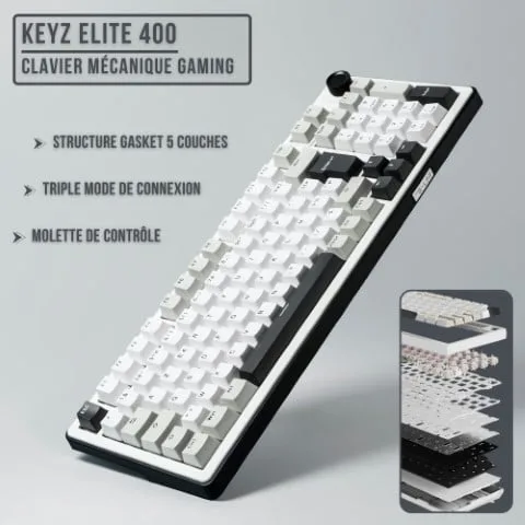 The G-LAB Keyz Elite 400 WG - Mécanique - Sans-Fil - RGB - Blanc/Gris, vue 7