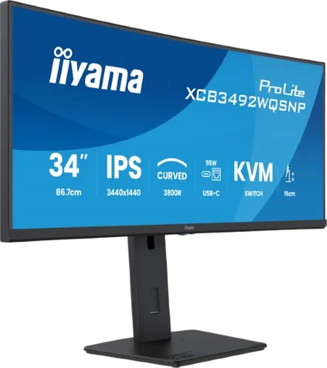 Iiyama Prolite XCB3492WQSNP-B1 - 34" CURVE UWQHD 100Hz USB-C DOCK KVM LAN, vue 2