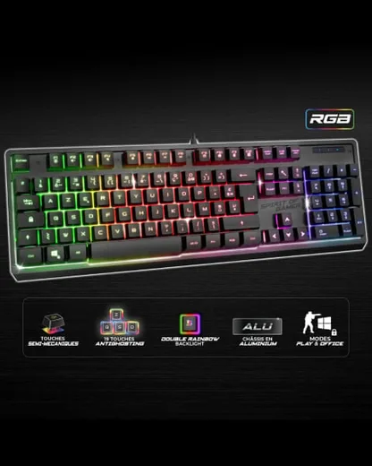 Spirit Of Gamer PRO K5 NEW - Full-Size - Semi-mécanique - Filaire - RGB - Noir, vue 3