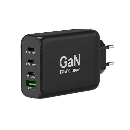 Port Chargeur mural GaN 130W 4 ports + Câble USB-C - 2m