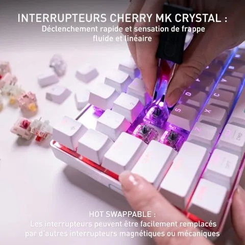 Cherry MX 8.2 Pro TMR TKL - Magnétique - Sans-Fil - RGB - Blanc