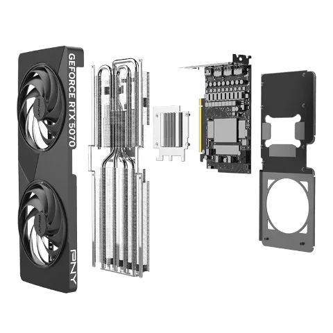 PNY GeForce RTX 5070 12Go Slim Dual Fan Overclocked, vue 5