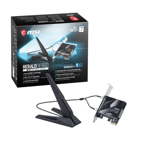 MSI Herald BE9400 WiFi 7 Carte PCIe, vue 2
