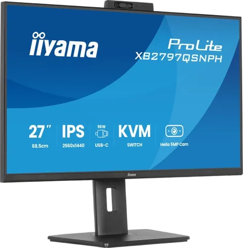 Iiyama Prolite XB2797QSNPH-B1 - 27" QHD 75Hz RJ45 Pivot Webcam USB-C DOCK 96W, vue 4