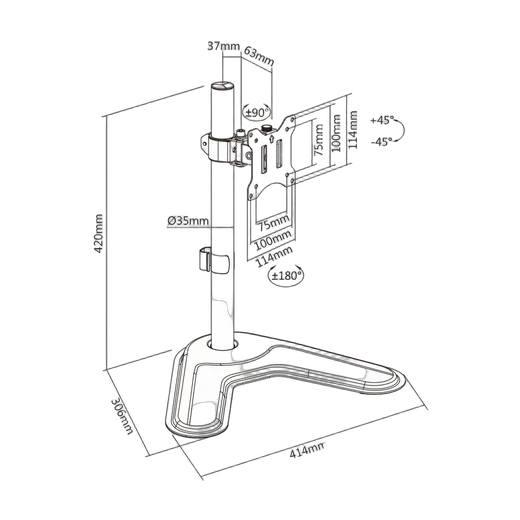 Kimex International Support de bureau pour 1 écran 17" à 32"-Seconde Vie