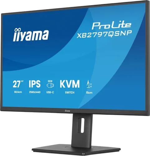 Iiyama Prolite XB2797QSNP-B1 - 27" QHD 75Hz IPS Pivot KVM USB-C 96W, vue 5