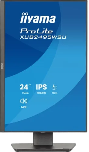 Iiyama Prolite XB2495WSU-B1 - 24.1" FHD+ 100Hz IPS 4ms Pivot HDMI DisplayPort, vue 3