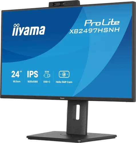 Iiyama Prolite XB2497HSNH-B1 - 23.8" FHD 100Hz RJ45 Pivot Webcam USB-C DOCK 65W, vue 4