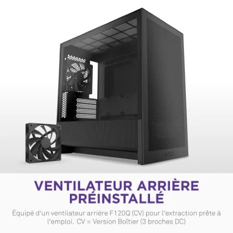 NZXT H3 Flow Noir - MT/Sans Alim/mATX, vue 4