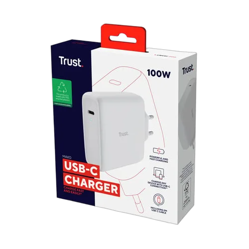 Trust Chargeur universel MAXO 100W - USB-C + Câble 2m USB-C - Blanc, vue 5