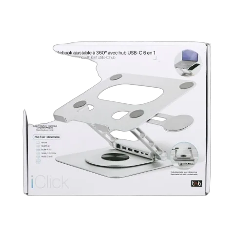 T'nB iClick Support notebook - 6 ports - Gris, vue 2