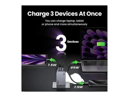 UGREEN Chargeur secteur 100W 3 ports + Câble USB-C - 1,5m