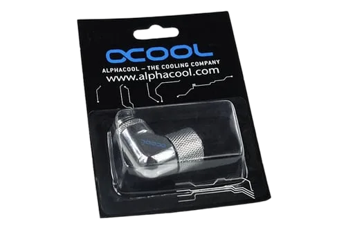 Alphacool Fitting 13/10mm - 90° rotatif - G1/4" - Chrome, vue 3