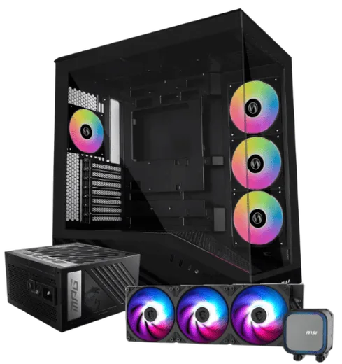 Lian-Li Vector V100 RGB Noir +MPG A1000GS MAG Coreliquid, vue 1