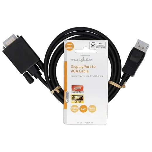 Nedis Câble DisplayPort vers VGA mâle/mâle - 2m - Noir