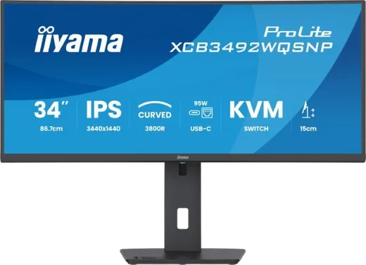 Iiyama Prolite XCB3492WQSNP-B1 - 34" CURVE UWQHD 100Hz USB-C DOCK KVM LAN
