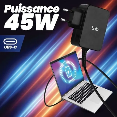 T'nB Chargeur universel USB-C - 45W - 1.8m - Noir