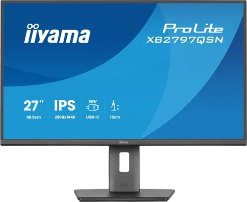 Iiyama Prolite XB2797QSN-B1 - 27" QHD 75Hz IPS Pivot USB-C 65W, vue 3