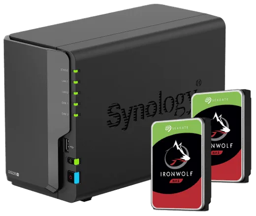 Synology DS225+ - 2 Baies avec 2 disques de 8To IronWolf, vue 1