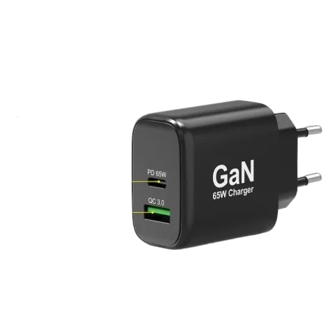 Port Chargeur mural GaN 65W - USB-C/USB-A - Noir, vue 3