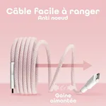 T'nB Câble USB-C vers USB-C - 1,5m - Rose, miniature 3