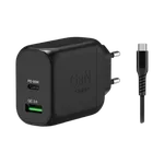 Port Chargeur mural GaN 65W - 2 ports + Câble USB-C 2m, miniature 1