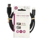 Nedis Câble USB-A vers USB-C mâle/mâle - 60W - 1m - Noir, miniature 1