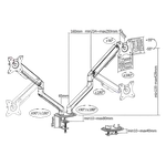 Kimex International Support de bureau Full Motion 2 écrans 17"- 32" VESA Max 100x100 Charge Max 18Kg, miniature 3