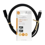 Nedis Câble USB-C 3.2 mâle/femelle - 60W - 1m - Noir, miniature 1