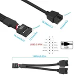 Compatible Splitter USB 9 Broches vers 2x USB 9 Broches - Pack de 2, miniature 4