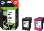 HP Cartouches 301 Noire+Cyan/Magenta/Jaune N9J72AE, miniature 1