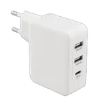 Chargeur mural 3 ports - 2xUSB-A - USB-C - Blanc, miniature 4