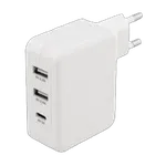 Chargeur mural 3 ports - 2xUSB-A - USB-C - Blanc, miniature 2