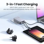 UGREEN Chargeur secteur 3 ports - 65W - Gris, miniature 2