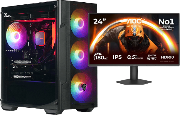 PC RAVAGER V7 + AOC 23.8" FHD 180 Hz