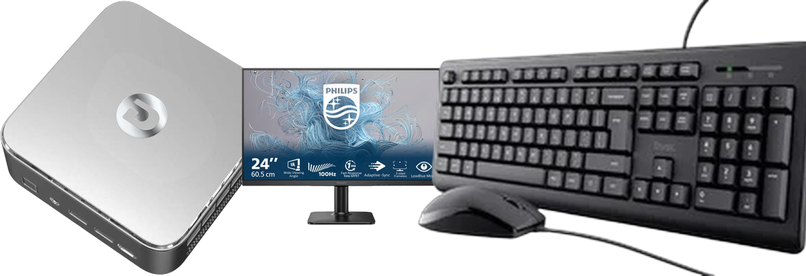 Mini PC OttO i3 + Ecran 23.8" FHD 100Hz + Pack Clavier/Souris Filaire