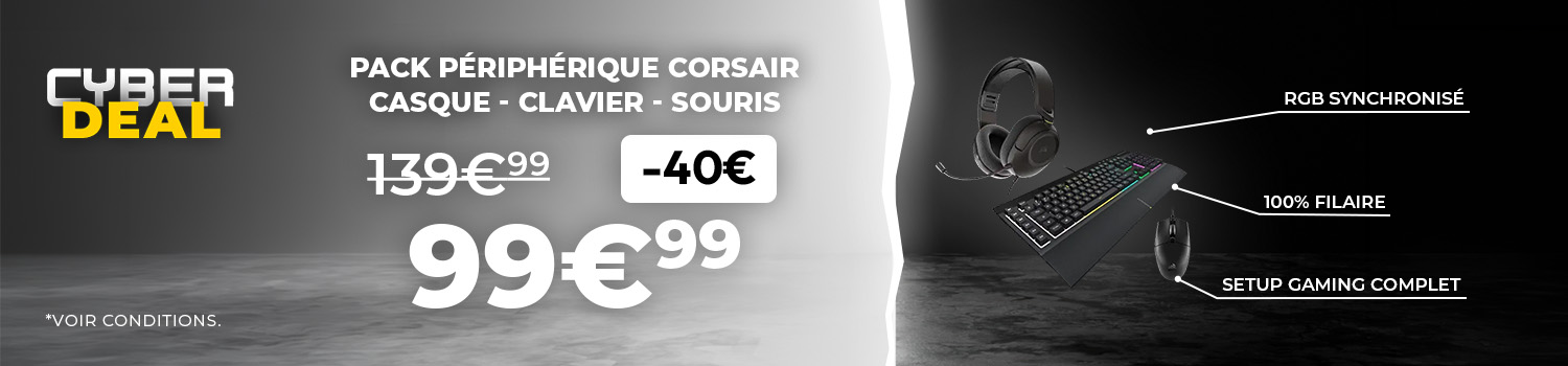 Cyberdeal Pack périphérique Corsair à 99,99€