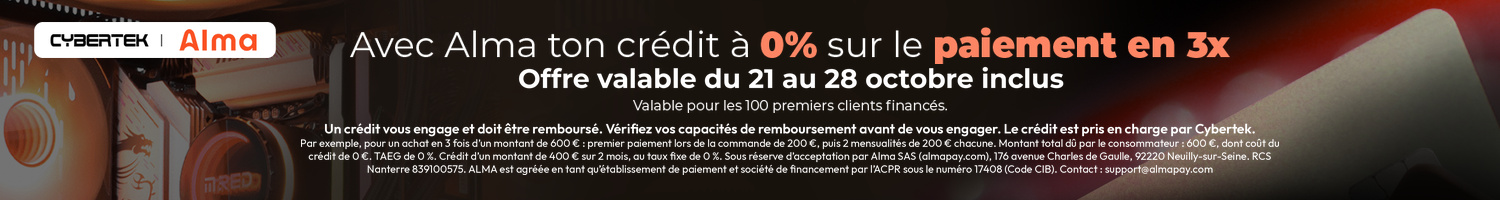 Le crédit à 0% sur le paiement en 3x avec ALMA du 2 au 28 octobre inclus